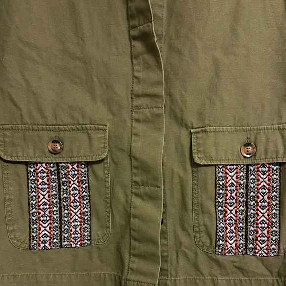 JustFab Olive Utility Jacket – Embroidered Pockets, NWT ✨ - Picture 3 of 5